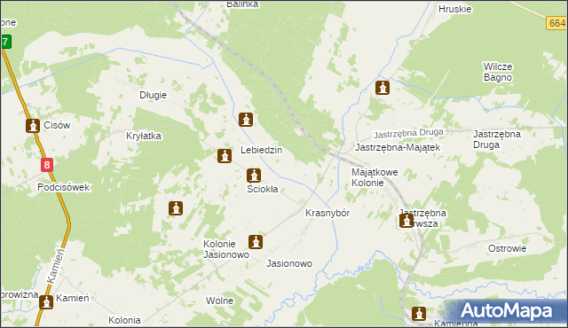 mapa Komaszówka gmina Sztabin, Komaszówka gmina Sztabin na mapie Targeo