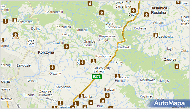 mapa Kombornia, Kombornia na mapie Targeo