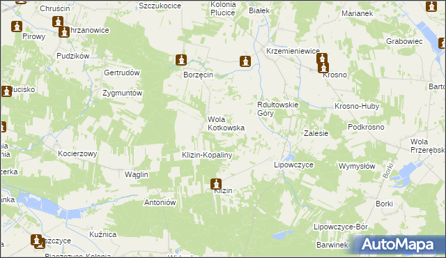 mapa Komorniki gmina Gorzkowice, Komorniki gmina Gorzkowice na mapie Targeo