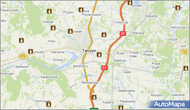 mapa Komorniki gmina Tarczyn, Komorniki gmina Tarczyn na mapie Targeo