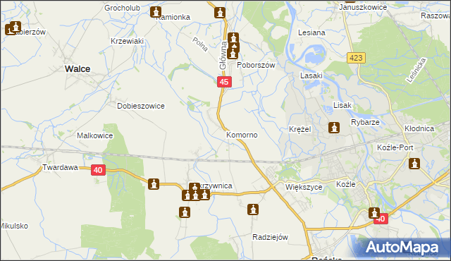 mapa Komorno, Komorno na mapie Targeo