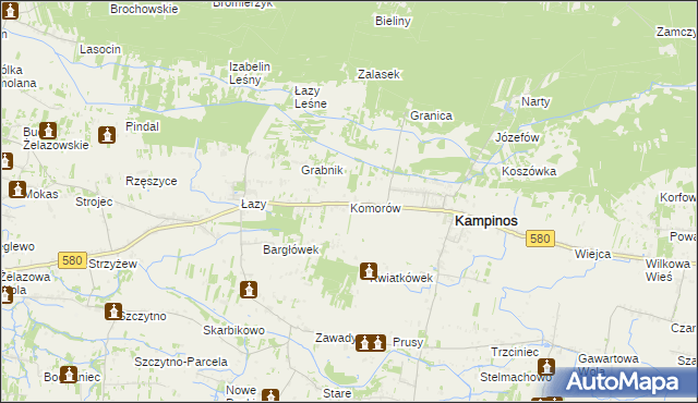 mapa Komorów gmina Kampinos, Komorów gmina Kampinos na mapie Targeo