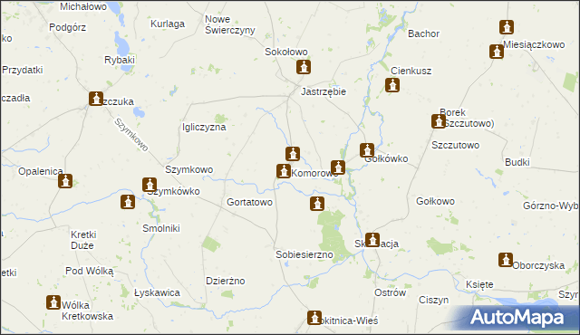 mapa Komorowo gmina Bartniczka, Komorowo gmina Bartniczka na mapie Targeo