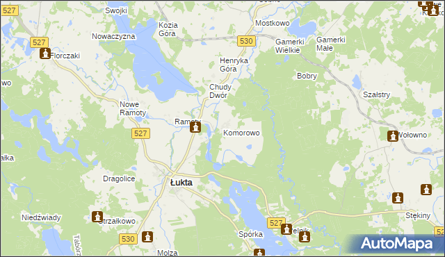 mapa Komorowo gmina Łukta, Komorowo gmina Łukta na mapie Targeo