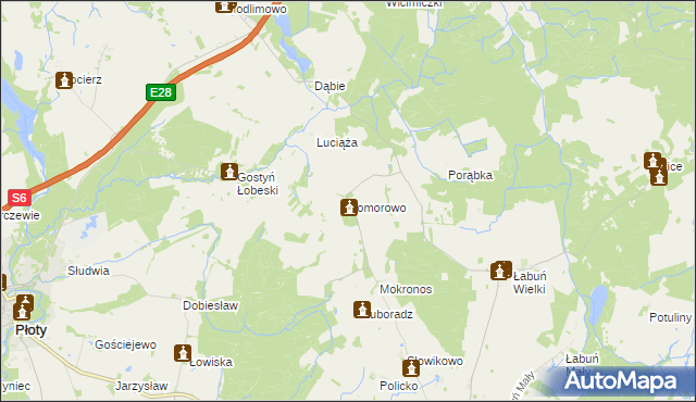 mapa Komorowo gmina Resko, Komorowo gmina Resko na mapie Targeo