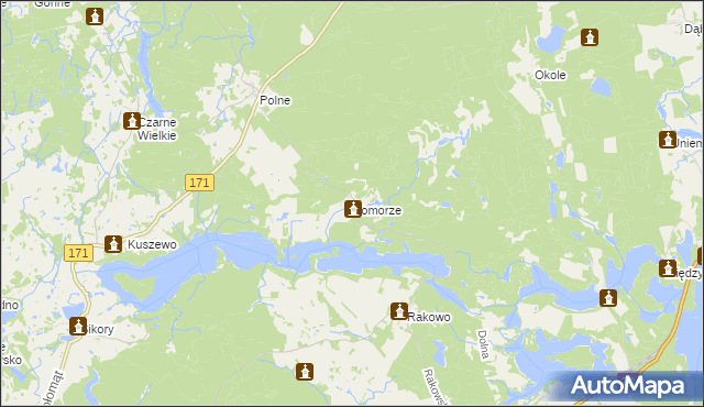 mapa Komorze gmina Borne Sulinowo, Komorze gmina Borne Sulinowo na mapie Targeo