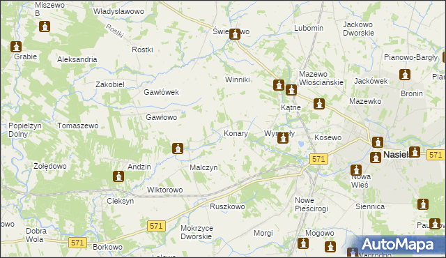 mapa Konary gmina Nasielsk, Konary gmina Nasielsk na mapie Targeo