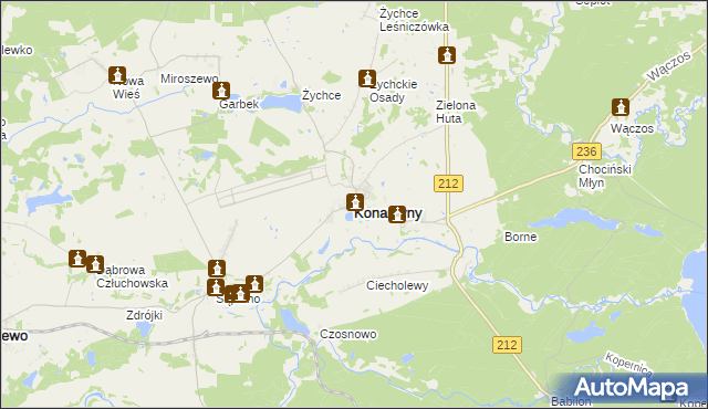 mapa Konarzyny powiat chojnicki, Konarzyny powiat chojnicki na mapie Targeo