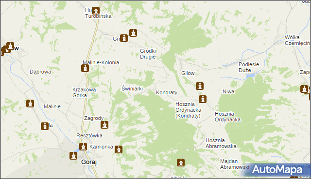 mapa Kondraty, Kondraty na mapie Targeo