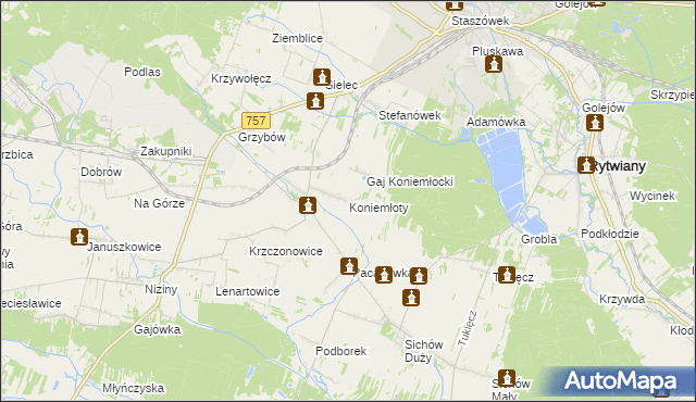 mapa Koniemłoty, Koniemłoty na mapie Targeo