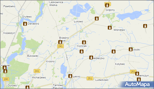 mapa Koninek gmina Wągrowiec, Koninek gmina Wągrowiec na mapie Targeo