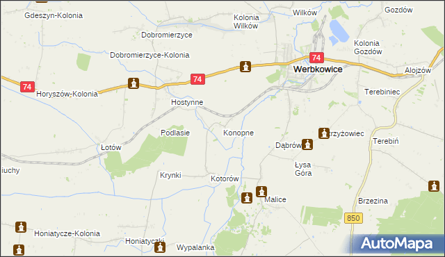 mapa Konopne, Konopne na mapie Targeo