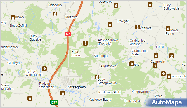 mapa Konotopa gmina Strzegowo, Konotopa gmina Strzegowo na mapie Targeo