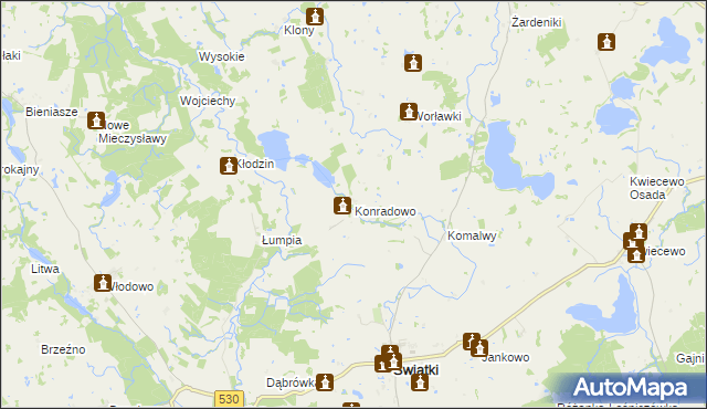 mapa Konradowo gmina Świątki, Konradowo gmina Świątki na mapie Targeo