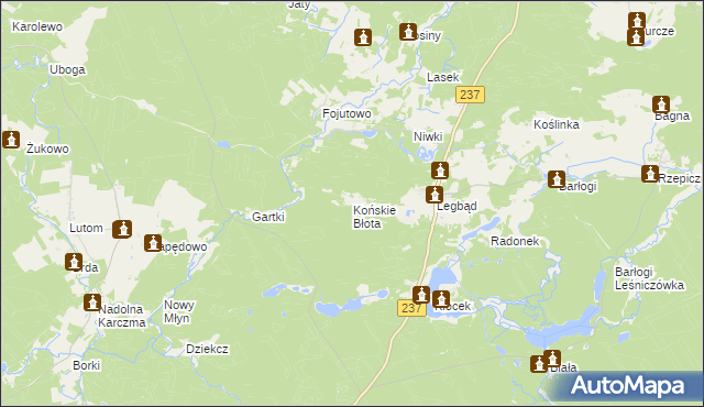 mapa Końskie Błota, Końskie Błota na mapie Targeo