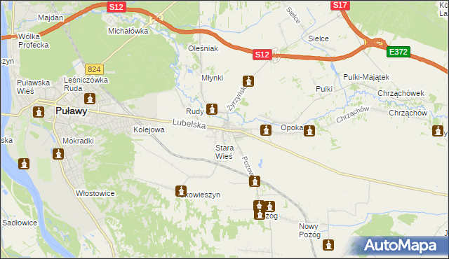 mapa Końskowola, Końskowola na mapie Targeo