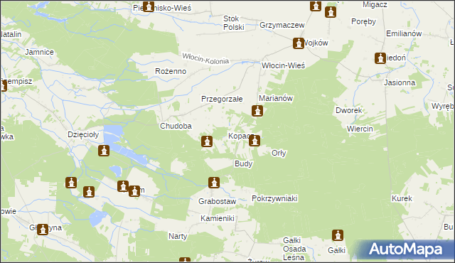 mapa Kopacz gmina Błaszki, Kopacz gmina Błaszki na mapie Targeo