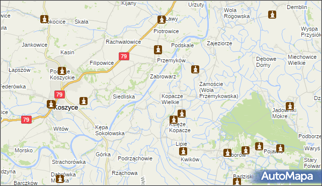 mapa Kopacze Wielkie, Kopacze Wielkie na mapie Targeo