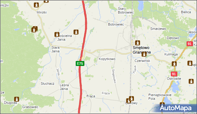 mapa Kopytkowo gmina Smętowo Graniczne, Kopytkowo gmina Smętowo Graniczne na mapie Targeo
