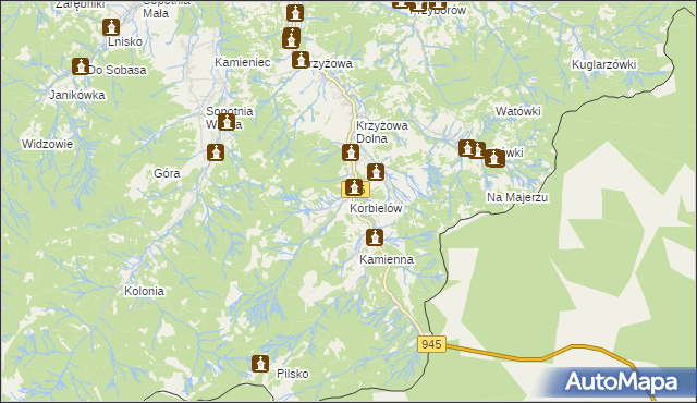 mapa Korbielów, Korbielów na mapie Targeo