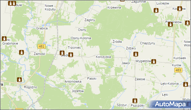 mapa Korczyska, Korczyska na mapie Targeo