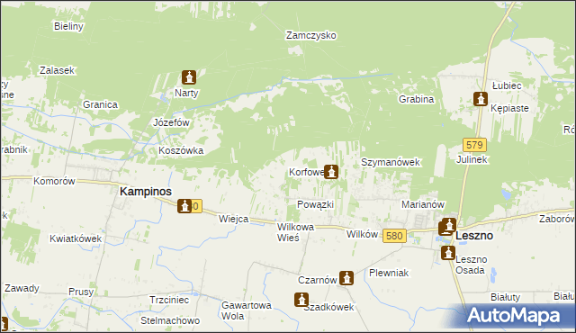 mapa Korfowe, Korfowe na mapie Targeo