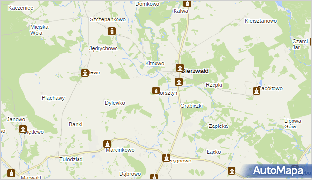 mapa Korsztyn, Korsztyn na mapie Targeo