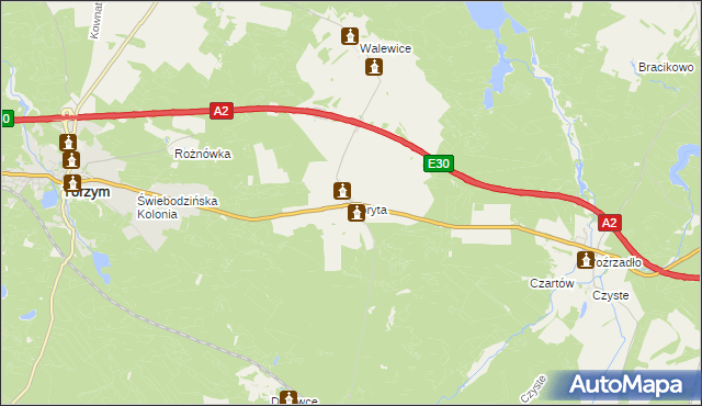 mapa Koryta gmina Torzym, Koryta gmina Torzym na mapie Targeo