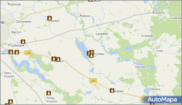 mapa Korytowo gmina Choszczno, Korytowo gmina Choszczno na mapie Targeo