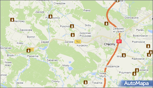 mapa Korzecko, Korzecko na mapie Targeo