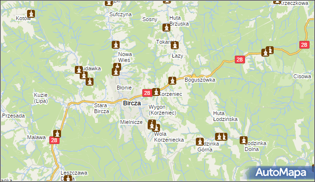 mapa Korzeniec, Korzeniec na mapie Targeo