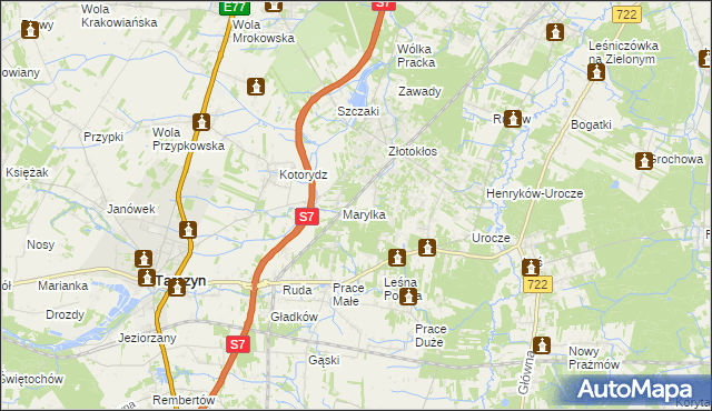 mapa Korzeniówka gmina Tarczyn, Korzeniówka gmina Tarczyn na mapie Targeo