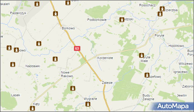mapa Korzeniste, Korzeniste na mapie Targeo