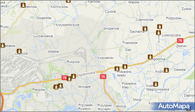 mapa Kościelniki, Kościelniki na mapie Targeo