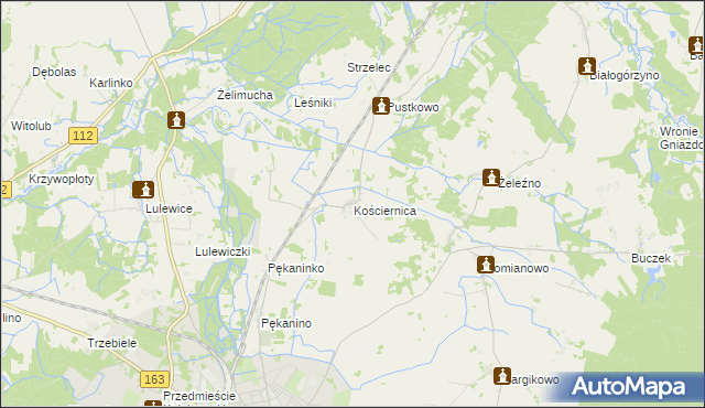 mapa Kościernica gmina Białogard, Kościernica gmina Białogard na mapie Targeo