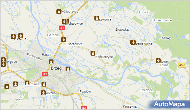 mapa Kościerzyce, Kościerzyce na mapie Targeo