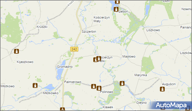 mapa Kościerzyn Wielki, Kościerzyn Wielki na mapie Targeo