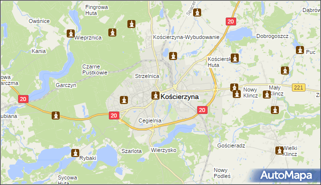 mapa Kościerzyna, Kościerzyna na mapie Targeo