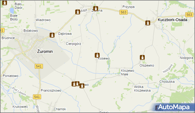 mapa Kosewo gmina Żuromin, Kosewo gmina Żuromin na mapie Targeo