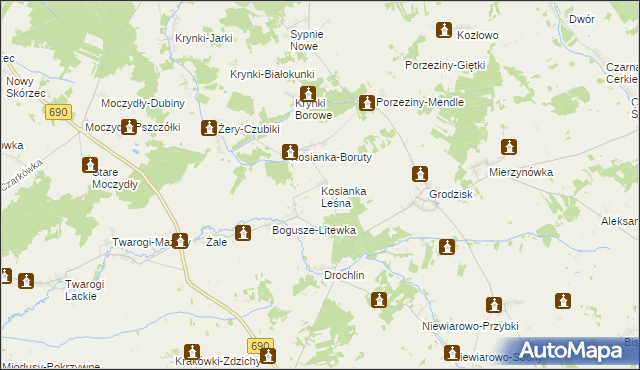 mapa Kosianka Leśna, Kosianka Leśna na mapie Targeo