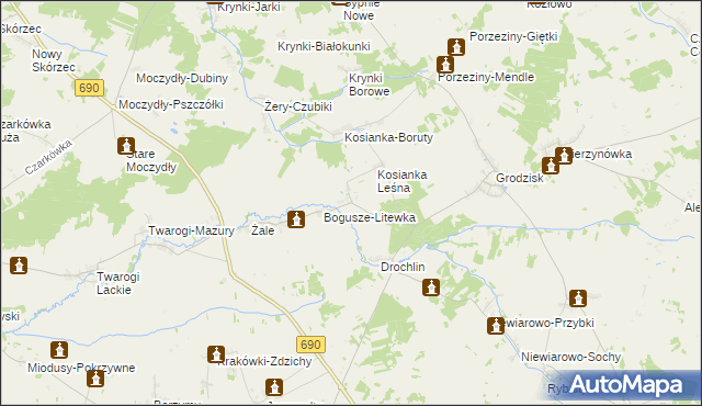 mapa Kosianka Stara, Kosianka Stara na mapie Targeo