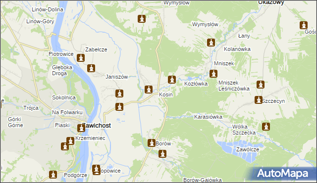 mapa Kosin gmina Annopol, Kosin gmina Annopol na mapie Targeo