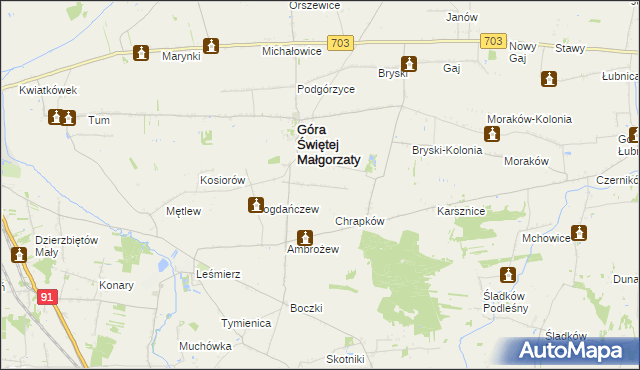 mapa Kosin gmina Góra Świętej Małgorzaty, Kosin gmina Góra Świętej Małgorzaty na mapie Targeo