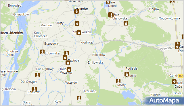 mapa Kosiorów gmina Wilków, Kosiorów gmina Wilków na mapie Targeo