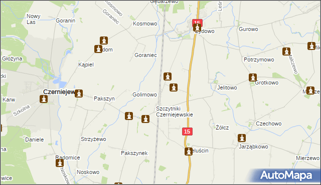 mapa Kosowo gmina Czerniejewo, Kosowo gmina Czerniejewo na mapie Targeo