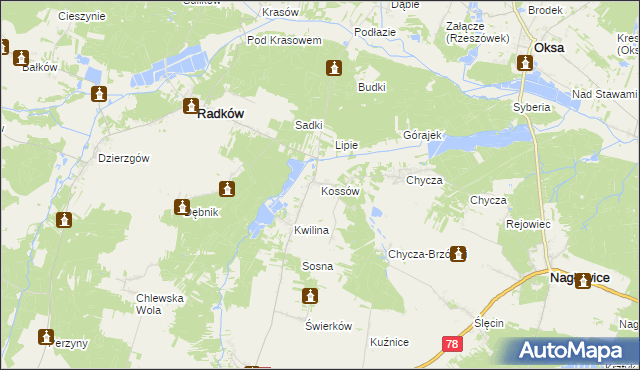 mapa Kossów, Kossów na mapie Targeo