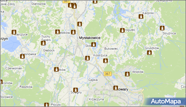 mapa Kostrzyca, Kostrzyca na mapie Targeo