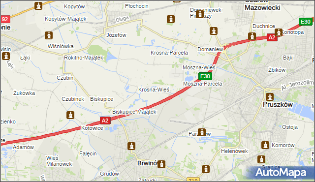 mapa Koszajec gmina Brwinów, Koszajec gmina Brwinów na mapie Targeo