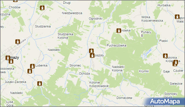 mapa Koszoły, Koszoły na mapie Targeo