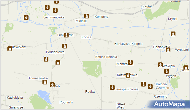 mapa Kotlice-Kolonia, Kotlice-Kolonia na mapie Targeo